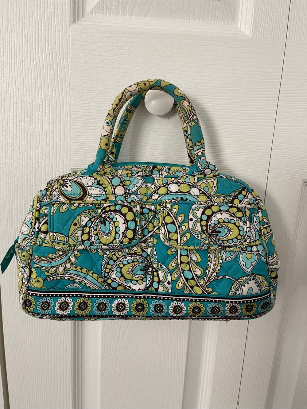 Vera Bradley Teal Paisley Quilted Mini Satchel